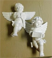 Painted Carved Wooden Cherubs.