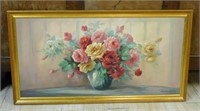 Rose Bouquet Oil on Canvas, Signed Deschamps.