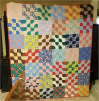 Hand Stitched and Quilted Cotton Bow Tie Quilt.