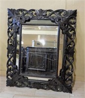Well Carved Louis XIII Style Beveled Mirror.