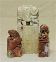 Chinese Carved Stone Styled Seal Animals.