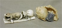 Japanese Carved Bone Netsukes, Signed.