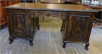Well Carved Oak Neo Renaissance Desk.