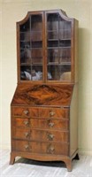 Victorian Figured Mahogany Bookcase Bureau.