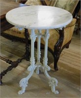 Iron Base Marble Top Occasional Table.