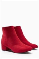 George Dark Red Chunky Heel Boots