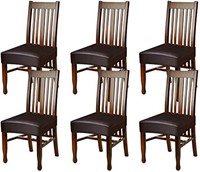 Fuloon Dining Chair Seat Covers, Brown, 6pc