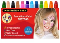 12 Colors Face Paint Crayons for Kids, Face &