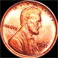 1921 Lincoln Wheat Penny GEM BU RED