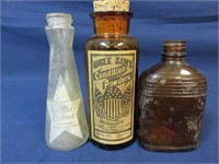 Set of 3 Old Bottles Uncle Sams Lustre