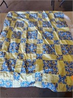 NICE BLUE / YELLOW SQUARE QUILT TOP