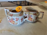 HAND PAINTED JAPAN CREAM AND SUGAR - MISSING LID