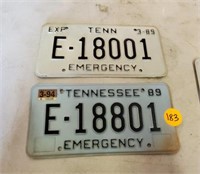 2 OLD TENNESSEE LICENSE PLATES