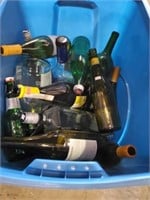 TOTE OF ASSORTED WINE BOTTLES