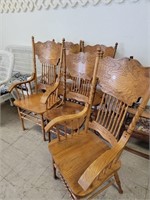 5 OAK PRESSED BACK DINING CHAIRS