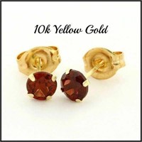 10kt Gold Garnet Dainty Elegant Stud Earrings