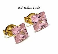 10kt Gold Pink Topaz Dainty Elegant Stud Earrings