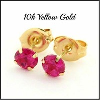10kt Gold Ruby Dainty Elegant Stud Earrings