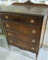 Antique Four Drawer Dresser with Wooden Casters &