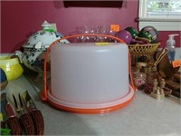 Tupperware orange trimmed cake server