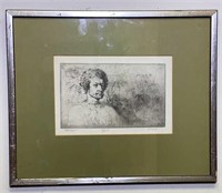 Signed Cornell Male Etching