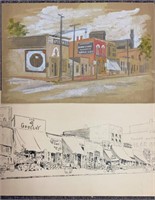 Two Harry E. Wood Drawings, Indianapolis Artist