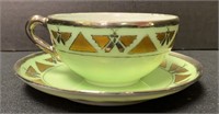 Art Nouveau Hand Painted Butterfly Cup and Saucer
