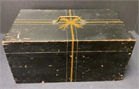Antique Folk Art Black & Gold Painted Box