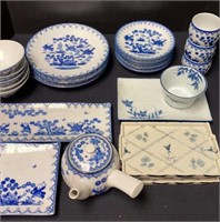 Asian Motif Blue & White Dishes