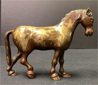 Japanese Bronze Horse With Etched Monkeys