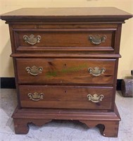 Small 3 drawer cedar bedside stand with