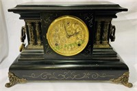 Antique mantle clock - black painted wood case