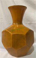 Modern orange Haeger cubist flower vase - vintage
