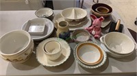 Kitchen china lot includes bowls, mixing bowl, a