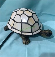 Vintage slag glass turtle shell lamp - great