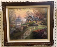 Large framed Thomas Kincaid print of The Well by