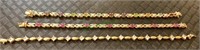 3 marked 925 sterling gold tone bracelets set