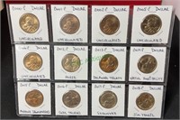 Coins - 12 Sacajawea dollars, uncirculated,