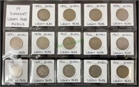 Coins - 14 different Liberty head nickels,