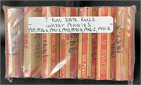 Coins - seven full day rolls wheat pennies, 1929,