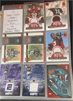 Sports cards - football cards, 13 jersey swatches,