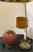 Vintage lamps - one is round circular ceramic, lid