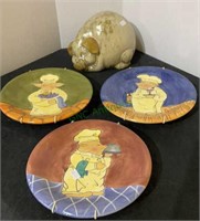Mixed lot - three decorative plates with pigs