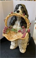 Very large ceramic artwork - dog holding a basket