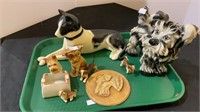 Tray lot of dog figurines - largest size is 10