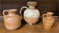 Lot of three Frankoma pitchers - larger one with