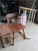 Wooden Clothes Rack, Wine Rack, & Chair - Pick