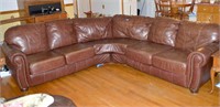 Fully Leather Lane Sectional - Brown in Color -