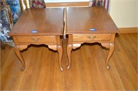 Matching Pair of Oak End Tables - Measures 23T x