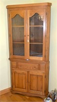 Oak Corner Cabinet with Glass Doors - Measures
